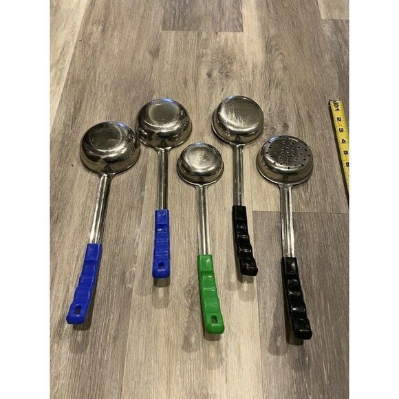 LOT OF 5 -4, 6 & 8 Oz  Spoodle Portion Control Spoons Ladles Server/Strainers - Picture 3 of 10